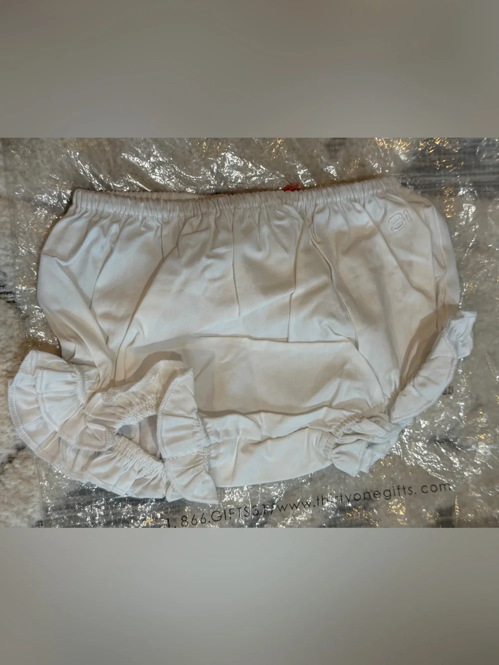New in bag White Baby Bloomers with Pink Plaid Ruffle and Bow by 31 Kids 0-6mos
